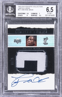 2003-04 UD "Exquisite Collection" Limited Logos #DY Dwyane Wade Signed Game Used Patch Rookie Card (#66/75) – BGS EX-MT+ 6.5/BGS 10